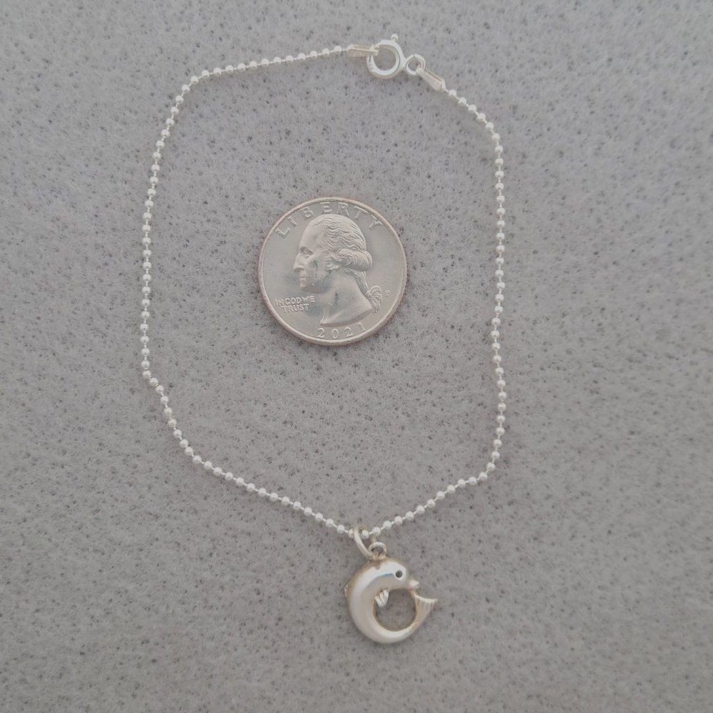 Anklet 925 Sterling Silver Chain and Dolphin Charm